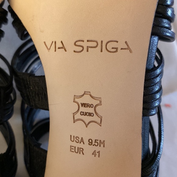 Via Spiga women’s designer Italian leather strappy heeled sandals black 9.5 🌹 - Picture 7 of 11